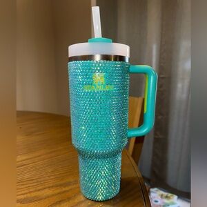 Stanley 40oz Tropical Teal Custom Bedazzled Tumbler!